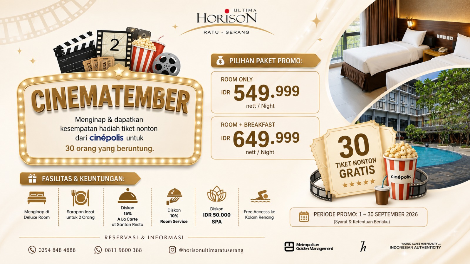 Promo Cinematember September 2026: Menginap di Horison Ultima Ratu Serang Berkesempatan Nonton Gratis